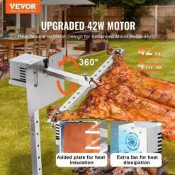 Electric BBQ Rotisserie Grill Kit, 46 In. 90 Lbs. Capacity, Automatic 42 Watt Height Adjustable Universal Stand, Kit -Vevor vevor rotisseries ddxzkj46inchg2dvev1 c3 1000