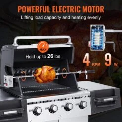 Universal Grill Rotisserie Kit For Grills Electric BBQ Grill W/110-Volt 9 W Motor Stainless Steel Automatic Grilling Kit -Vevor vevor rotisseries dgkcd32379w26xf9cv1 4f 1000