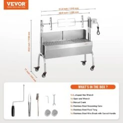 Stainless Steel Rotisserie Grill 46 In. BBQ Hog Rotisserie Roaster With Windscreen Electric Lamb Rotisserie System -Vevor vevor rotisseries hlkd4650w60kg8a4tv1 76 1000
