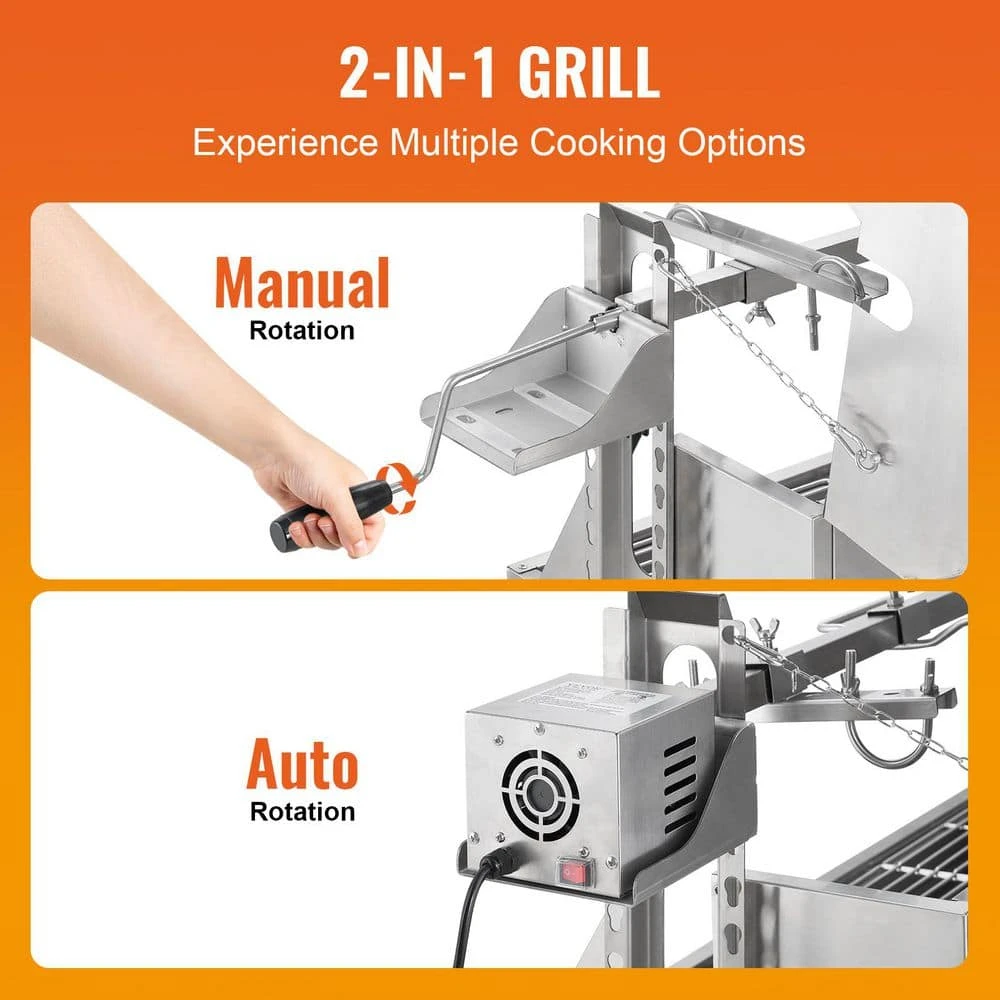 Stainless Steel Rotisserie Grill With Hooded Cover BBQ Whole Pig Lamb Goat Charcoal Spit Grill 6 Stainless Steel Rotisserie Grill With Hooded Cover BBQ Whole Pig Lamb Goat Charcoal Spit Grill - Image 4