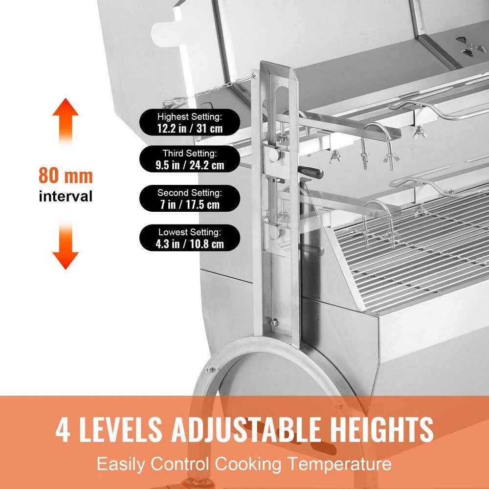 Stainless Steel Rotisserie Grill With Hooded Cover BBQ Whole Pig Lamb Goat Charcoal Spit Grill 7 Stainless Steel Rotisserie Grill With Hooded Cover BBQ Whole Pig Lamb Goat Charcoal Spit Grill - Image 5