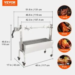 Stainless Steel Rotisserie Grill 46 In. Pig Rotisserie Roaster 50 W Motor Lamb Rotisserie System -Vevor vevor rotisseries hlkd4650w60kgvpl0v1 76 1000
