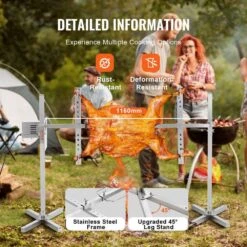 Electric BBQ Rotisserie Grill Kit 46 In. Heavy Duty Grilling Kit With Height Adjustable Universal Roaster Stand -Vevor vevor rotisseries xknn4640w40kgro55v1 44 1000