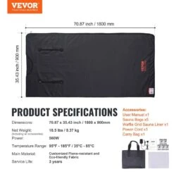 Sauna Blanket For Detoxification 1 To 6 Level Temp 1-Person Indoor Fabric Frame Infrared Sauna 1 To 60 Min Timer Sauna -Vevor vevor saunas hwsntpu7171ihlgkwv1 76 1000