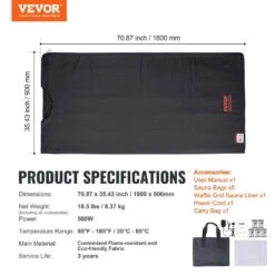 Sauna Blanket For Detoxification Portable Far Infrared Sauna For Home Relaxation 1-6 Level Adjustable Temprature -Vevor vevor saunas hwsntpu7171iiscjyv1 76 1000