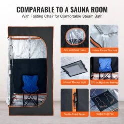 Portable Sauna Tent Full Size 1400-Watt 1-Person Indoor Steel Frame Infrared Sauna With Soothing Infrared Heated Therapy -Vevor vevor saunas yhwbxssn14000f6w8v1 fa 1000