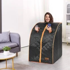 Portable Sauna Tent 1-Person Indoor Metal Frame Material Infrared Sauna 1050-Watt With Foldable Chair Storage Bag -Vevor vevor saunas yhwbxssnbss1zhs9bv1 31 1000