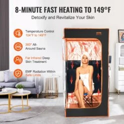 Portable Sauna Tent,1400 Watt Personal Sauna Kit For Home Spa,Time & Temperature Remote Control, Black -Vevor vevor saunas yhwbxssnqccs9jzufv1 4f 1000