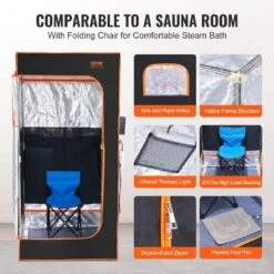 Portable Sauna Tent,1400 Watt Personal Sauna Kit For Home Spa,Time & Temperature Remote Control, Black -Vevor vevor saunas yhwbxssnqccs9jzufv1 fa 1000