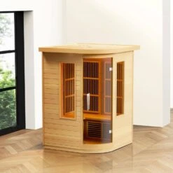 Far Infrared Wooden Sauna 2-Person Indoor Hemlock Sauna Room Home Low EMF Far Infrared Sauna With Tempered Glass Door -Vevor vevor saunas yhwmzsnf2rtsm1k2ev1 31 1000