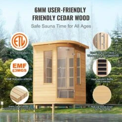Far Infrared Wooden Sauna 2-Person Indoor Hemlock Sauna Room Home Low EMF Far Infrared Sauna With Tempered Glass Door -Vevor vevor saunas yhwmzsnf2rtsm1k2ev1 44 1000