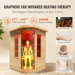 Far Infrared Wooden Sauna 2-Person Indoor Hemlock Sauna Room Home Low EMF Far Infrared Sauna With Tempered Glass Door -Vevor vevor saunas yhwmzsnf2rtsm1k2ev1 4f 1000