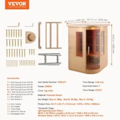 Far Infrared Wooden Sauna 2-Person Indoor Hemlock Sauna Room Home Low EMF Far Infrared Sauna With Tempered Glass Door -Vevor vevor saunas yhwmzsnf2rtsm1k2ev1 76 1000