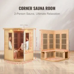 Far Infrared Wooden Sauna 2-Person Indoor Hemlock Sauna Room Home Low EMF Far Infrared Sauna With Tempered Glass Door -Vevor vevor saunas yhwmzsnf2rtsm1k2ev1 fa 1000