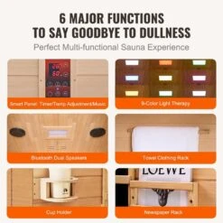 Far Infrared Wooden Sauna 2-Person Indoor Hemlock Room Home Spa Low EMF Far Infrared Sauna With Tempered Glass Door -Vevor vevor saunas yhwmzsnf2rtsr6juxv1 1f 1000