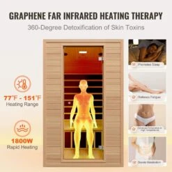 Far Infrared Wooden Sauna 2-Person Indoor Hemlock Room Home Spa Low EMF Far Infrared Sauna With Tempered Glass Door -Vevor vevor saunas yhwmzsnf2rtsr6juxv1 4f 1000