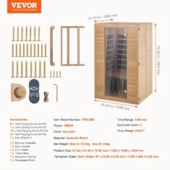 Far Infrared Wooden Sauna 2-Person Indoor Hemlock Room Home Spa Low EMF Far Infrared Sauna With Tempered Glass Door -Vevor vevor saunas yhwmzsnf2rtsr6juxv1 76 1000