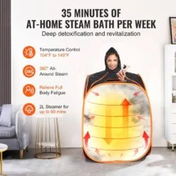 Portable Personal Steam Sauna Spa Tent 1000-Watt 1-Person Indoor Steel Frame Infrared Sauna With Foldable Chair Sauna -Vevor vevor saunas zqbxssn1000w6f5fmv1 4f 1000