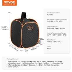 Portable Personal Steam Sauna Spa Tent 1000-Watt 1-Person Indoor Steel Frame Infrared Sauna With Foldable Chair Sauna -Vevor vevor saunas zqbxssn1000w6f5fmv1 76 1000