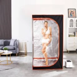 Portable Steam Sauna Tent 1000-Watt 1-Person Indoor Steel Frame Infrared Sauna With Chair Soothing Heated Body Therapy -Vevor vevor saunas zqbxssn1000wmzkjrv1 31 1000