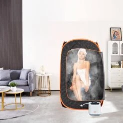 Compact Portable Steam Sauna Tent 1000-Watt 1-Person Indoor Steel Frame Infrared Sauna With Chair For Home Relaxation -Vevor vevor saunas zqbxssn1000wzkowov1 31 1000