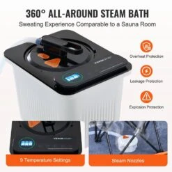 Portable Steam Sauna Tent 1-Person Indoor Metal Frame Material Portable Sauna 1600-Watt With Visible Window, Black -Vevor vevor saunas zqbxssn1600w7nbqqv1 1f 1000