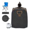 Portable Steam Sauna Tent 1-Person Indoor Metal Frame Material Portable Sauna 1200-Watt With Chair And Storage Bag Black -Vevor vevor saunas zqbxssnbss10kt48lv1 64 1000