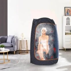 Compact Portable Steam Sauna Tent 1-Person Indoor Metal Frame Material Portable Sauna 1200-Watt With Chair Storage Bag -Vevor vevor saunas zqbxssnjcs10gt3xtv1 31 1000