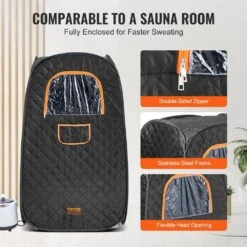 Compact Portable Steam Sauna Tent 1-Person Indoor Metal Frame Material Portable Sauna 1200-Watt With Chair Storage Bag -Vevor vevor saunas zqbxssnjcs10gt3xtv1 fa 1000