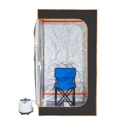 Portable Steam Sauna Tent 1-Person Indoor Metal Frame Material Portable Sauna 1200-Watt With Visible Window, Black