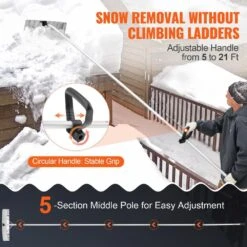 Snow Roof Rake 25 In. Blade Snow Removal Tool 21 Ft. Reach Aluminium Roof Shovel Roll Wheels Snow Blowers -Vevor vevor snow blower parts wdp21ycgbslhb0e8ev0 1f 1000