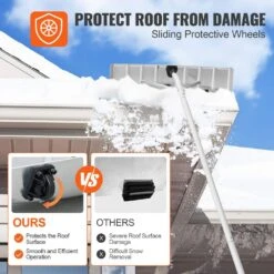 Snow Roof Rake 25 In. Blade Snow Removal Tool 21 Ft. Reach Aluminium Roof Shovel Roll Wheels Snow Blowers -Vevor vevor snow blower parts wdp21ycgbslhb0e8ev0 44 1000