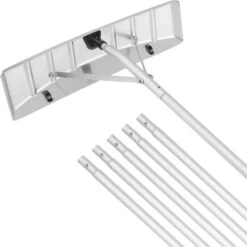 Snow Roof Rake 25 In. Blade Snow Removal Tool 21 Ft. Reach Aluminium Roof Shovel Roll Wheels Snow Blowers