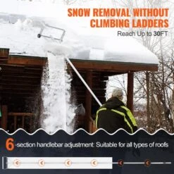Snow Roof Rake 30 Ft. Reach Aluminium Roof Shovel Slide Cloth Premium 19 Ft. Blade Snow Removal Tool Safe Roof Roll -Vevor vevor snow blower parts wdp30ycgdslhuwnl3v0 1f 1000
