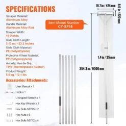 Snow Roof Rake 30 Ft. Reach Aluminium Roof Shovel Slide Cloth Premium 19 Ft. Blade Snow Removal Tool Safe Roof Roll -Vevor vevor snow blower parts wdp30ycgdslhuwnl3v0 76 1000