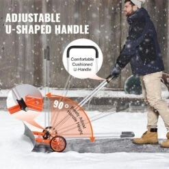 30 In. Snow Shovel 43.31 In. U-shaped Aluminum Handle And Aluminum Alloy Blade Span Snow Shovel Pusher For Snow Removal -Vevor vevor snow shovels xcgtc30inch18fgimv0 44 1000