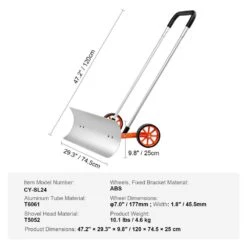 30 In. Snow Shovel 43.31 In. U-shaped Aluminum Handle And Aluminum Alloy Blade Span Snow Shovel Pusher For Snow Removal -Vevor vevor snow shovels xcgtc30inch18fgimv0 76 1000