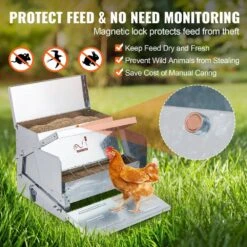 Automatic Chicken Feeder Galvanized Steel Poultry Feeder 25 Lbs. 10 Chickens -Vevor vevor specialty garden tools jqwlq25lbs00d0c1zv0 4f 1000