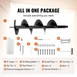 Post Hole Digger, 43cc 1250W Auger Post Hole Digger, Gas Powered Earth Digger With 8 In. Earth Auger Drill Bit -Vevor vevor specialty garden tools rylxzg43cc10853buv0 v0812 fa 1000