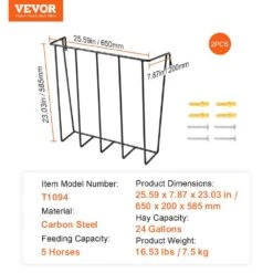 Livestock Hay Feeder, 24 Gal. Large Capacity, 2-Packs Heavy-Duty Steel Goat Hay Rack, 27 In. Long Wall Mounted -Vevor vevor specialty garden tools scwsq271025izy7hdv0 76 1000