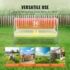 Livestock Hay Feeder, 2 In 1 Grain And Hay Feeder, 80-Gal. Capacity Pasture Feeder, 59 In. Long Goat Hay Feeder -Vevor vevor specialty garden tools scwsq5919633ey63vv0 fa 1000