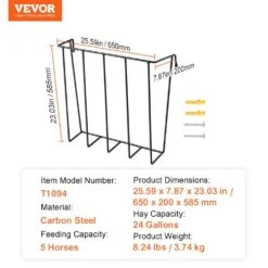 Livestock Hay Feeder, 24 Gal. Large Capacity, Heavy-Duty Steel Goat Hay Rack, 27 In. Long Wall Mounted Horse Hay Holder -Vevor vevor specialty garden tools scwsqbgssxwsvqem3v0 76 1000