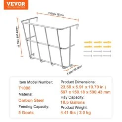 Livestock Hay Feeder, 18.5 Gal. Large Capacity, Heavy-Duty Steel Goat Hay Rack, 24.4 In. Long Wall Mounted Hay Holder -Vevor vevor specialty garden tools scwsqbgswgws1egm7v0 76 1000