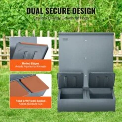 Hog Feeder 3.7 Bushel Capacity Double Door Pig Feeder, Heavy Duty Steel Piglets Feeder, Multipurpose Trough Creep Feeder -Vevor vevor specialty garden tools scwsqlmzwsq2l3dl0v0 1f 1000