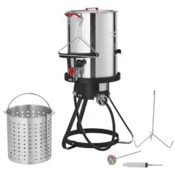 Turkey Deep Fryer 30 Qt. Turkey Fryer Boiler Steamer Cooker Set Outdoor Aluminum Seafood Frying Pot