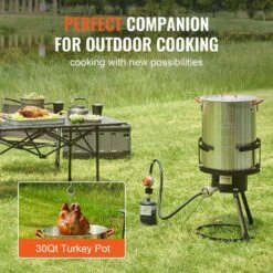 Turkey Deep Fryer 30 Qt. Turkey Fryer Boiler Steamer Cooker Set Outdoor Aluminum Seafood Frying Pot -Vevor vevor turkey fryers h30qt54000btu6sihv0 fa 1000