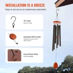 Wind Chimes For Outside, 41 In. Deep Tone Wind Chimes With 6-Tubes, Unique Large Memorial Wind Chimes For Anniversary -Vevor vevor wind chimes jsfl41inchmz9lerjv0 fa 1000
