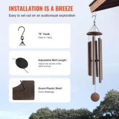 Wind Chimes For Outside, 50 In. Deep Tone Wind Chimes, Unique Large Memorial Wind Chimes For Anniversary, Hand-Tuned -Vevor vevor wind chimes jsflhs50inch7q7smv0 fa 1000