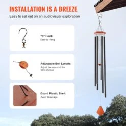 Wind Chimes For Outside, 60 In., Deep Tone Wind Chimes With 6-Tubes Unique Large Memorial Wind Chimes For Anniversary -Vevor vevor wind chimes jsflhs60inch21a4xv0 fa 1000