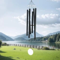 Black Wind Chimes For Outside, 66 In. Deep Tone Wind Chimes With 6 Tubes, Unique Large Memorial Wind Chimes, No Cabinet -Vevor vevor wind chimes jsflhs66inch8uzwqv0 31 1000